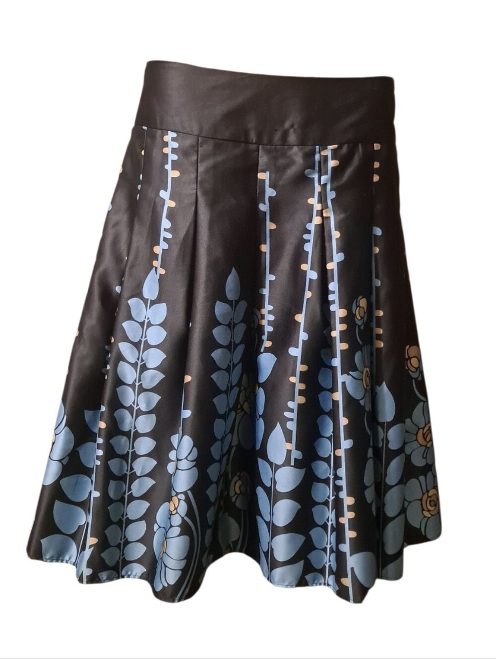 Mossimo Black Floral A-Line Skirt with Blue Floral Print